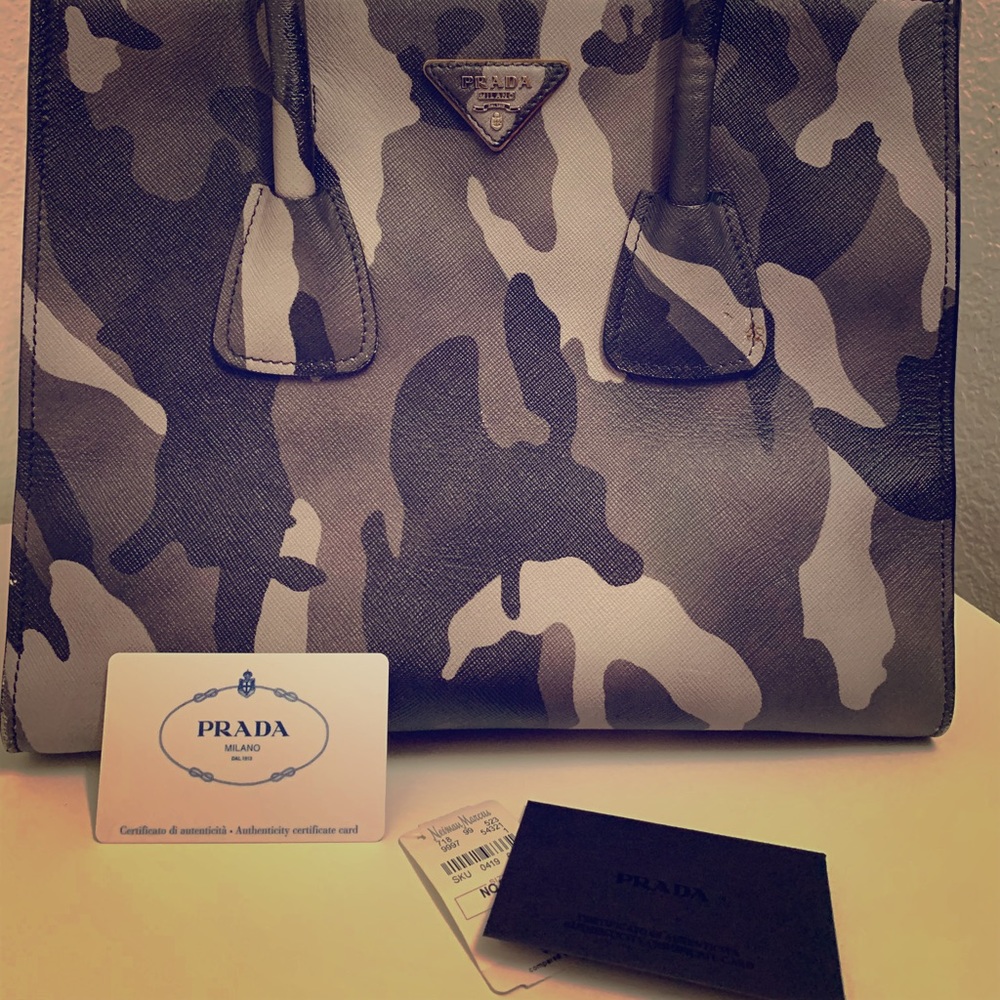 Rare Prada camouflaged print on leather bag